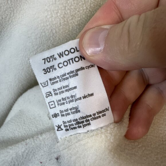 Urku Ecuador Wool Cotton Knit Jacket Fleece Lined Faux Fur Hood Women’s M - Picture 8 of 9